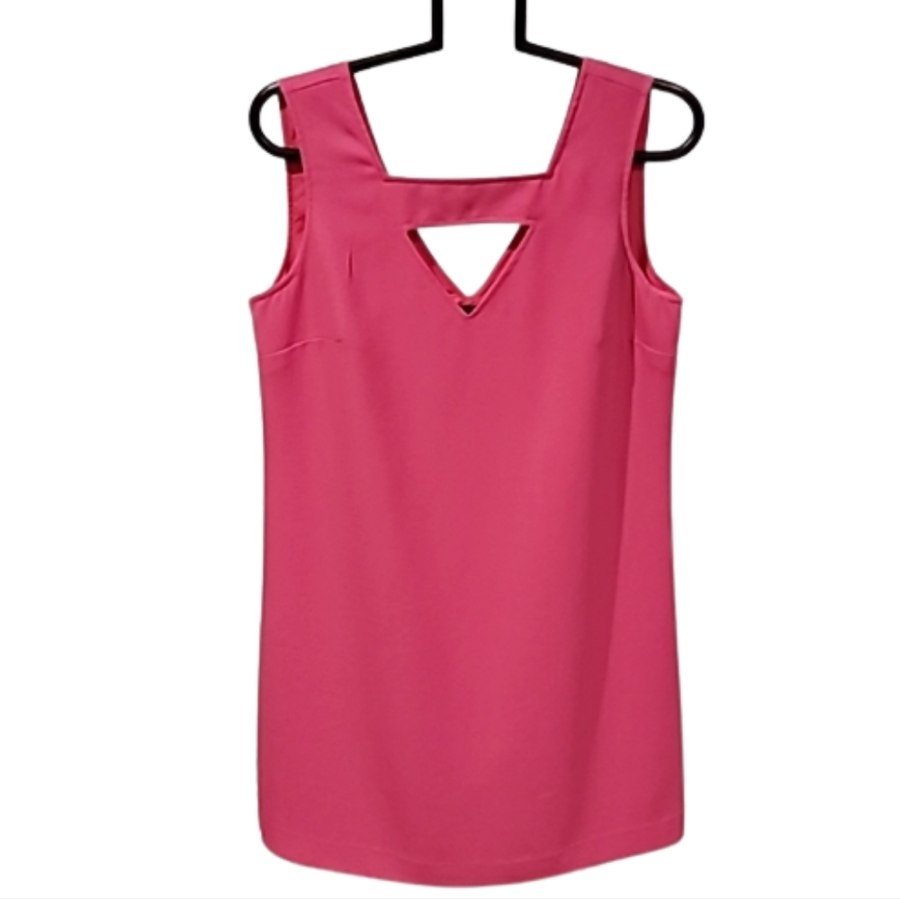 Banana Republic Hot Pink Peek a Boo Sleeveless Pullover Shift Dress 6 - Picture 4 of 9